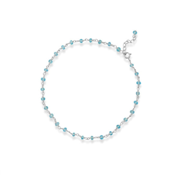 Sea Breeze Blue! 9.5 + 1 Apatite Bead Anklet