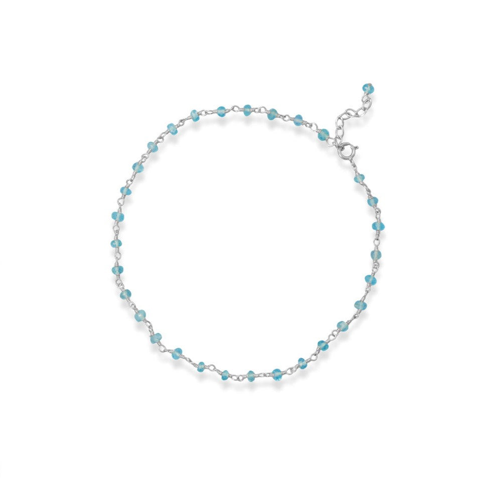 Sea Breeze Blue! 9.5 + 1 Apatite Bead Anklet