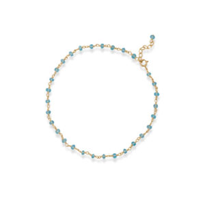 14 Karat Gold Plated Apatite Bead Anklet