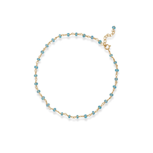 14 Karat Gold Plated Apatite Bead Anklet
