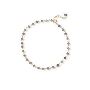 Luminous Labradorite! 9.5 + 1 14 Karat Gold Plated Labradorite Bead Anklet