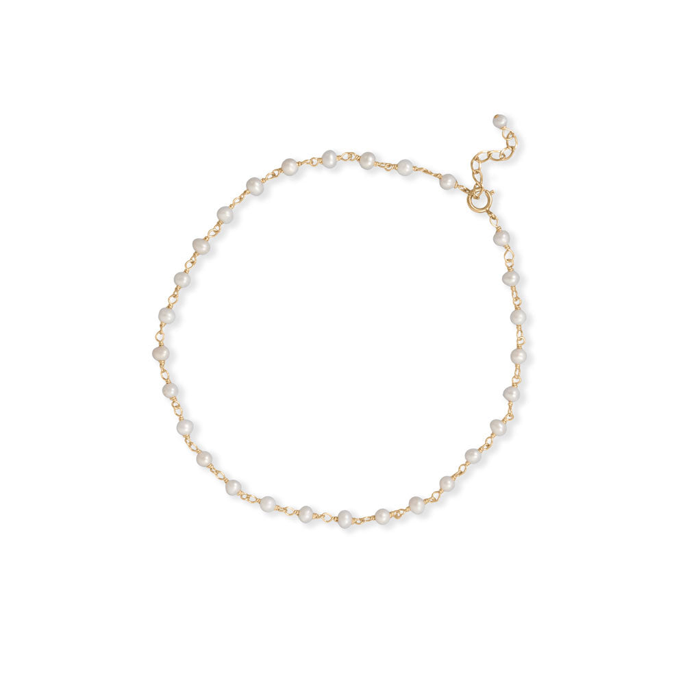 Gold Plated Pearl Anklet