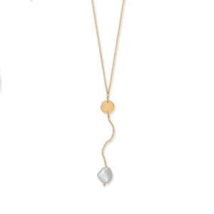 16 + 2 14 Karat Gold Plated Pearl Drop Necklace
