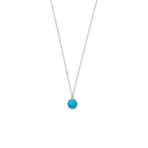 16 + 2 Rhodium Plated Faceted Turquoise Necklace
