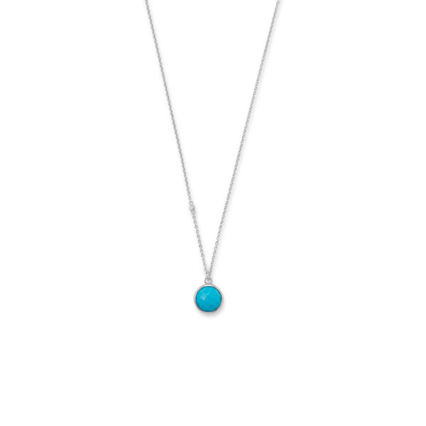 16 + 2 Rhodium Plated Faceted Turquoise Necklace