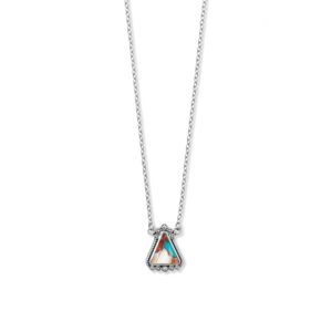 18 + 2 Oxidized Spiny Oyster and Turquoise Necklace