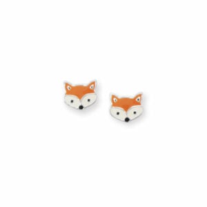Enamel Fox Face Stud Earrings