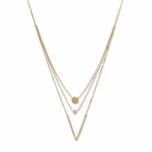 14 Karat Gold Plated Triple Strand Necklace with CZs