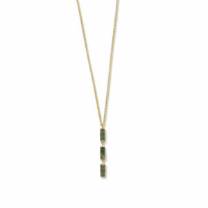 18 + 2 14 Karat Gold Plated Moss Agate Drop Necklace