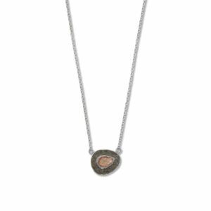 18 + 2 Rhodium Plated Pink Glass and Labradorite Halo Necklace