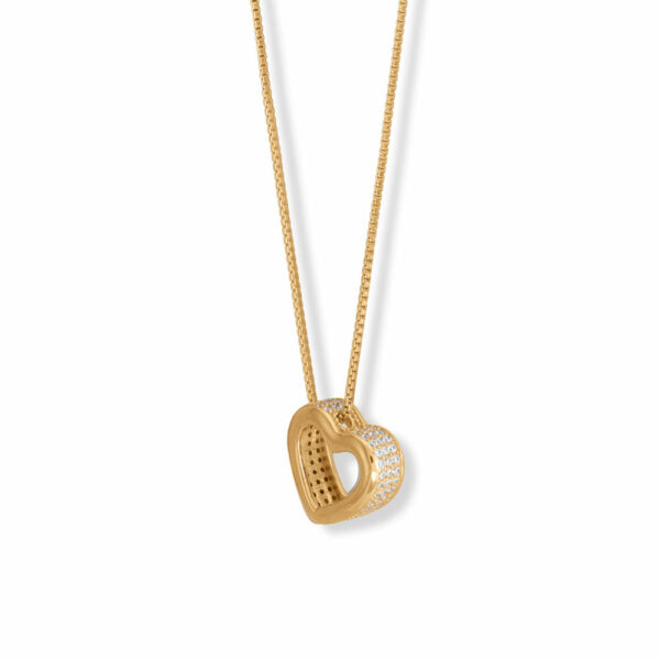 16 + 2 14 Karat Gold Plated CZ Lined Floating Heart Necklace - alternate view 2