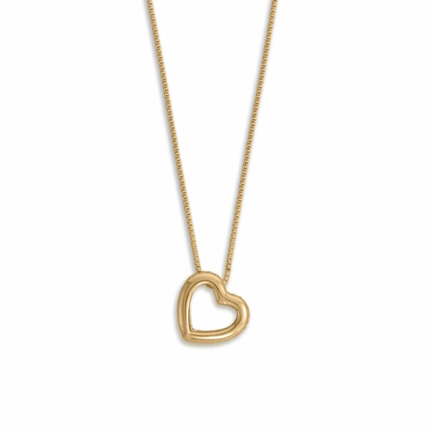 16 + 2 14 Karat Gold Plated CZ Lined Floating Heart Necklace