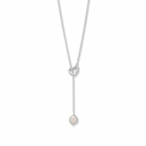 16 + 2 Cultured Freshwater Pearl and CZ Heart Lariat Necklace