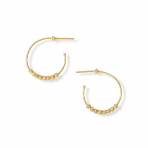 14 Karat Gold Plated Beaded 3/4 Hoop Earrings