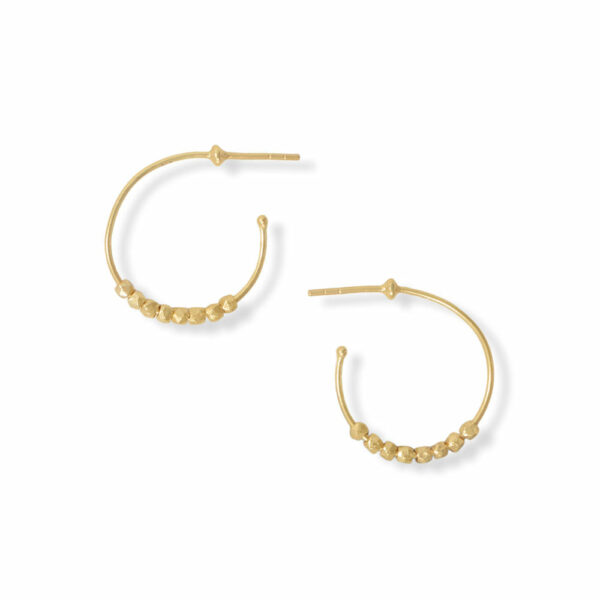 14 Karat Gold Plated Beaded 3/4 Hoop Earrings
