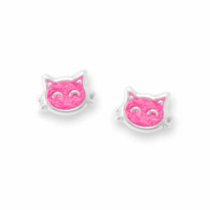 Sterling Silver Kitty Face Stud Earrings