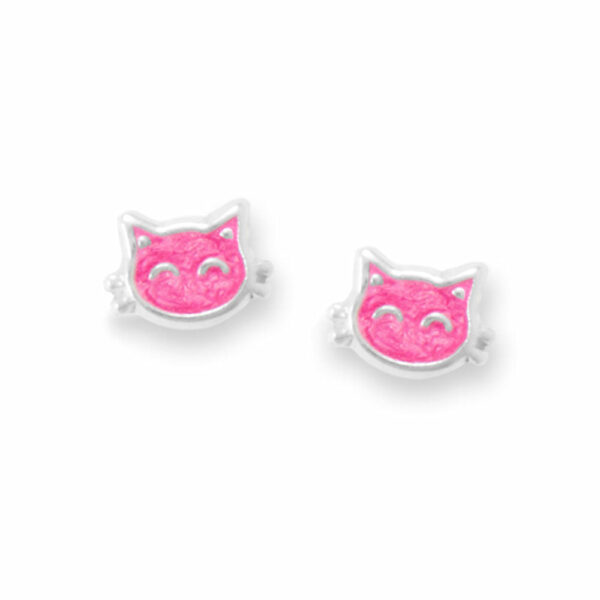 Sterling Silver Kitty Face Stud Earrings
