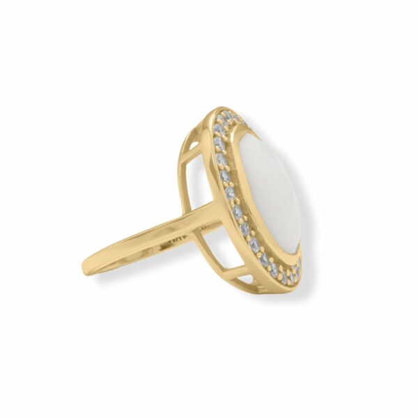 14 Karat Gold Plated White Agate and CZ Cocktail Ring - alternate view 2