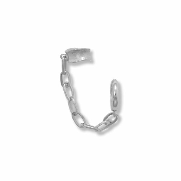 Rhodium Plated Cuff and Hoop Earring - alternate view 2