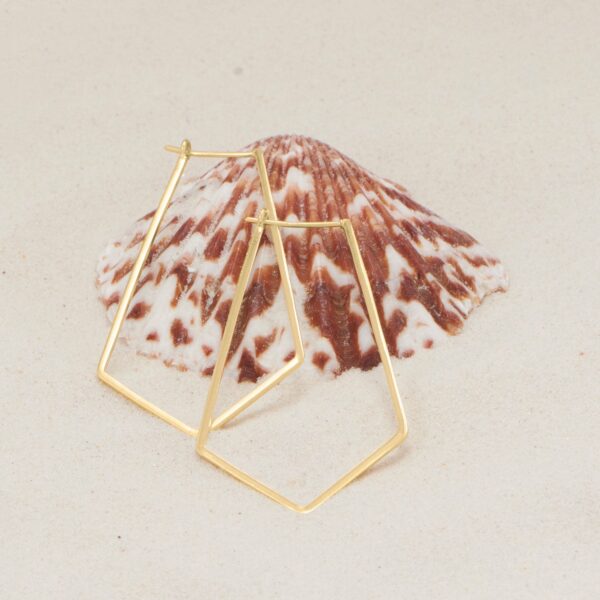 14 Karat Gold Plated Elongated Pentagon Earrings - alternate view 2