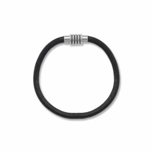 8 Black Leather Bracelet with Magnetic Clasp