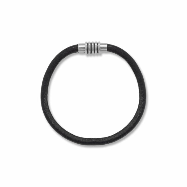 8 Black Leather Bracelet with Magnetic Clasp
