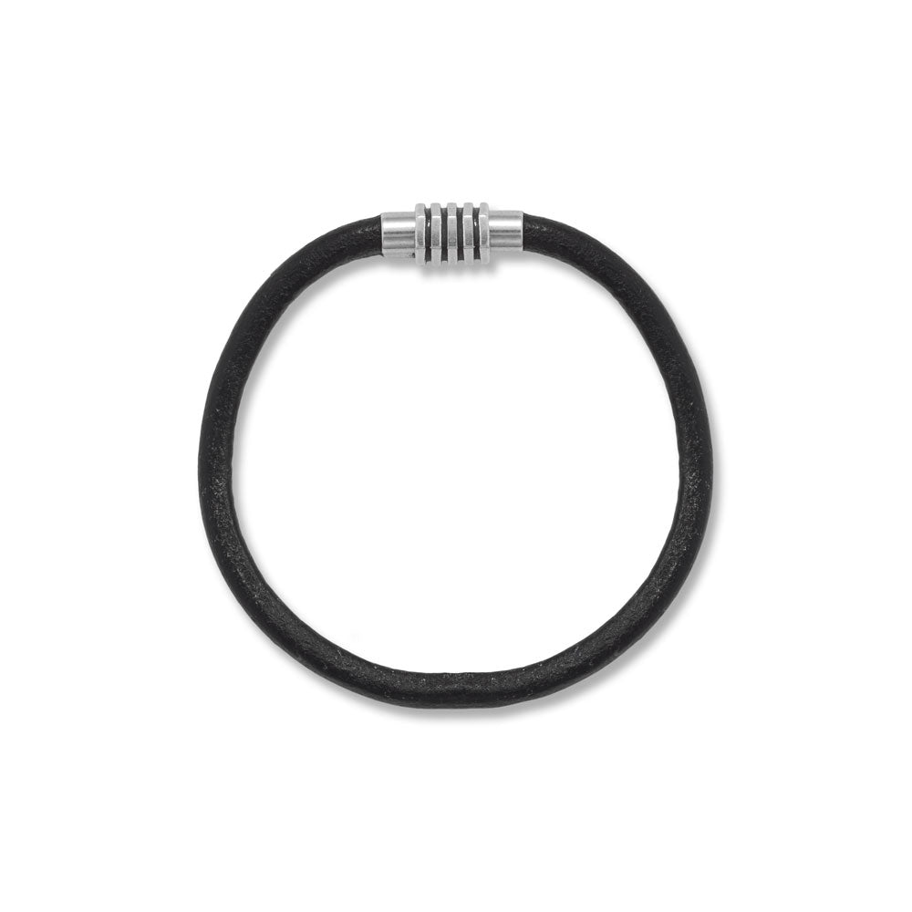 8 Black Leather Bracelet with Magnetic Clasp