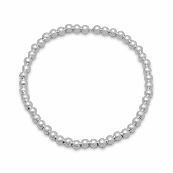 7 4mm Sterling Silver Bead Stretch Bracelet