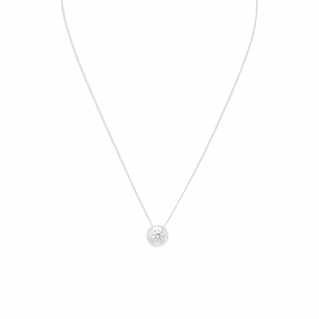 16 Necklace with 6mm Bezel Set CZ