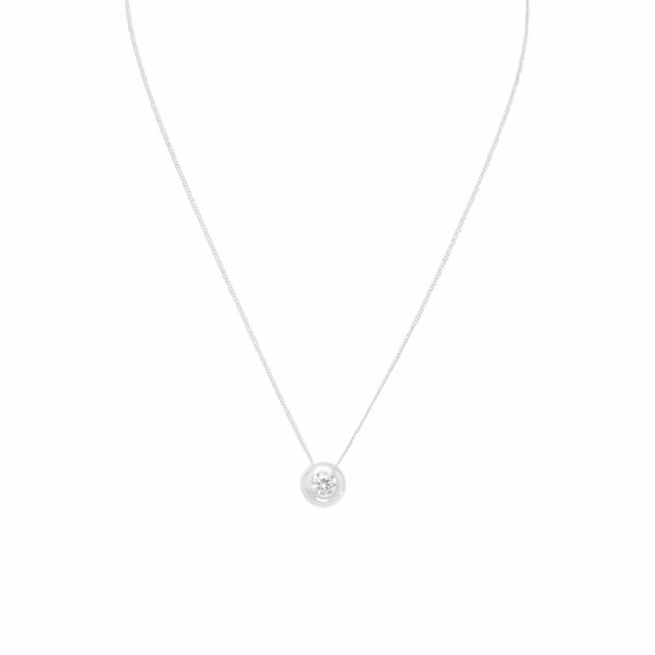 16 Necklace with 6mm Bezel Set CZ