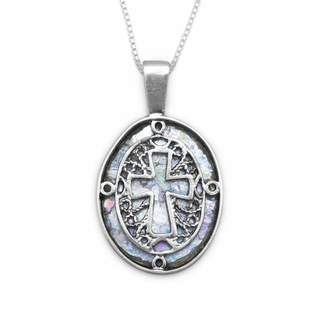 Ancient Roman Glass Cross Necklace