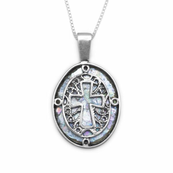 Ancient Roman Glass Cross Necklace