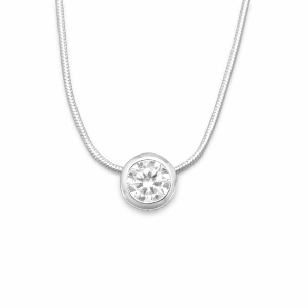 16 Necklace with 7mm Bezel Set CZ Slide