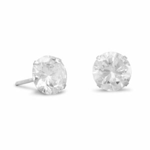 8mm CZ Sterling Silver Stud Earrings