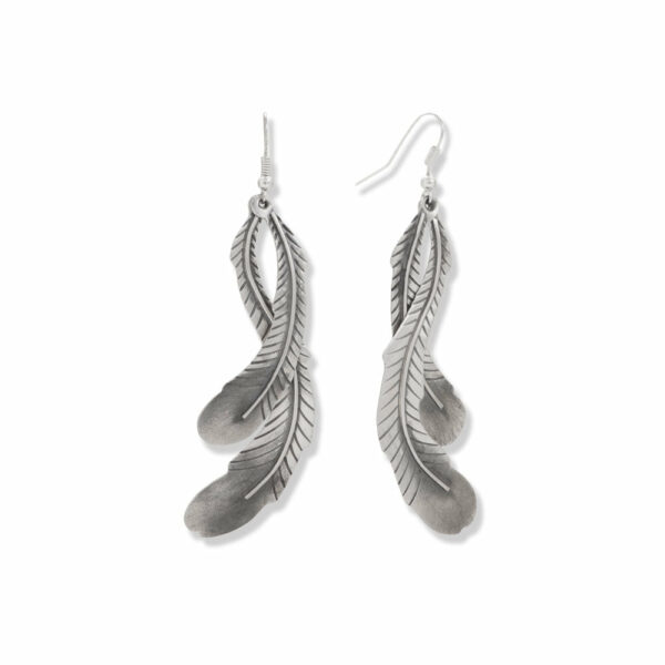 Native American Double Feather Statement Earrings