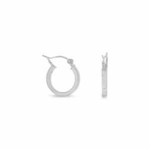 2mm x 18mm Square Tube Hoop Earrings