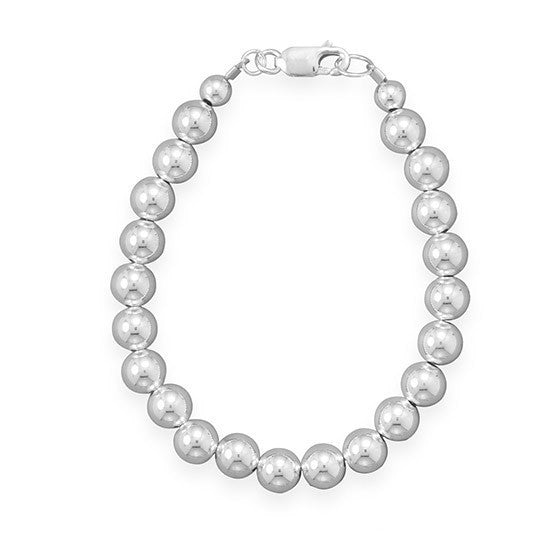 7mm Sterling Silver Bead Strand Necklace