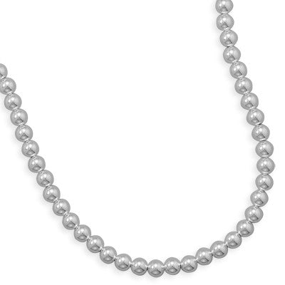 8mm Sterling Silver Bead Strand Necklace - alternate view 2