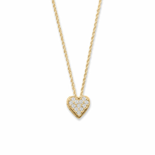 16 + 2 14 Karat Gold Plated Pave CZ Heart MOM Necklace