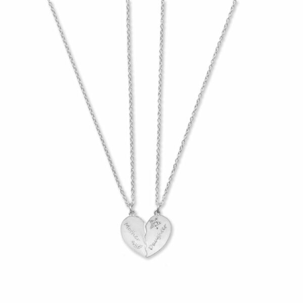 Sterling Silver Mother Daughter Necklace Set