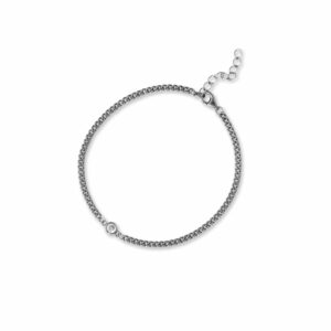 6.5 + 1 Rhodium Plated Bezel CZ Curb Chain Bracelet
