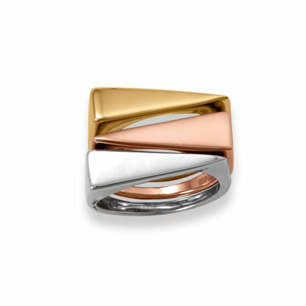 14 Karat Gold Plated Flat Top Triangle Slice Ring - alternate view 3