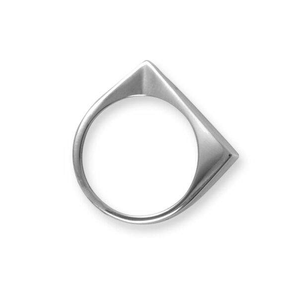 Rhodium Plated Flat Top Triangle Slice Ring - alternate view 2