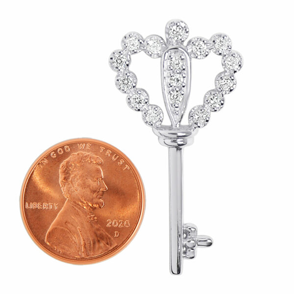 Sterling Silver CZ Heart Key Pendant - alternate view 3