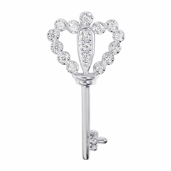 Sterling Silver CZ Heart Key Pendant - alternate view 4