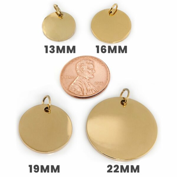 Gold Blank Stainless Steel Round Pendant - alternate view 2