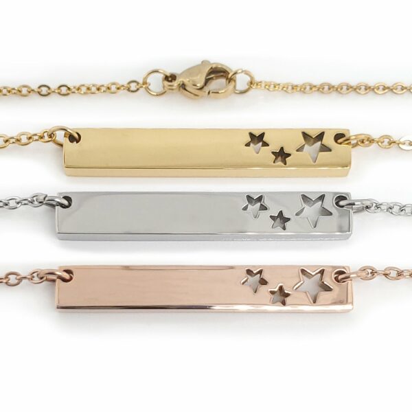 Stars Cutout Horizontal Stainless Steel Bar Necklace - alternate view 2