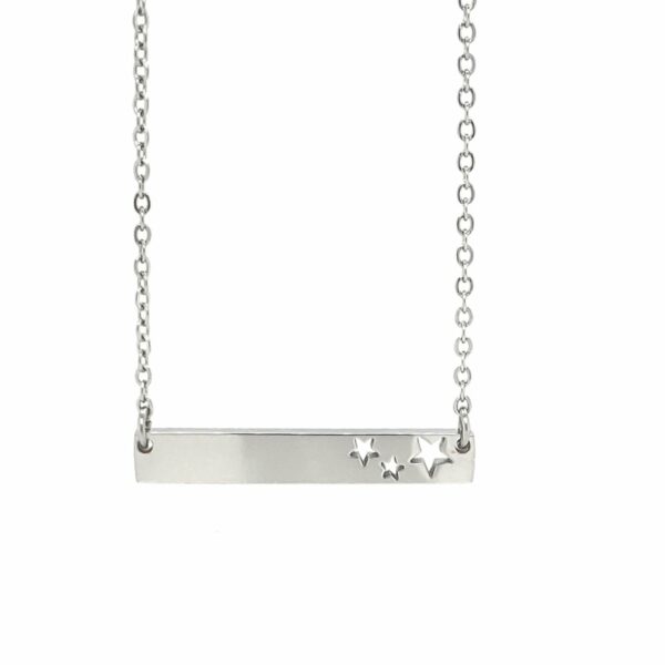 Stars Cutout Horizontal Stainless Steel Bar Necklace - alternate view 4