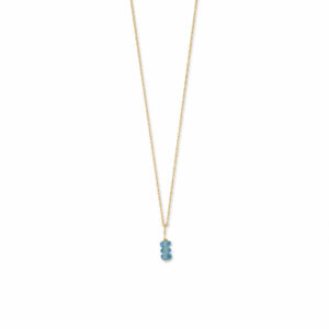 16 14 Karat Gold Blue Topaz Necklace - December Birthstone