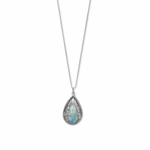 18 Pear Cutout Roman Glass Necklace